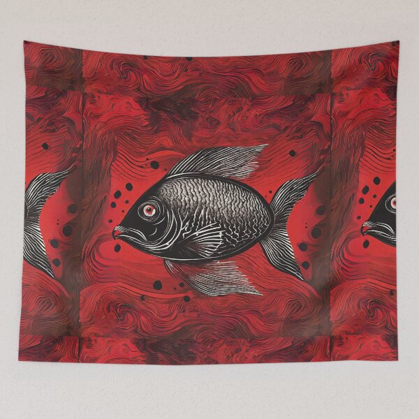 Item preview, Amazing black fish on Red background  designed and sold by Vilemo.