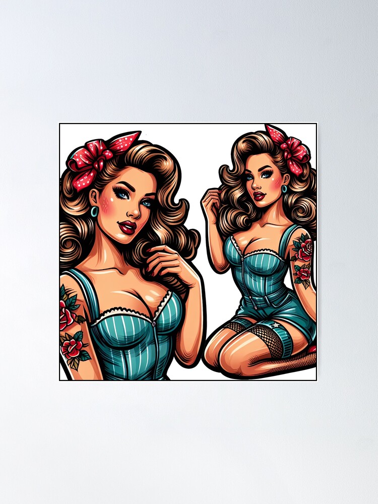 Rockabilly Pinup | Vintage Beauty in Vibrant Colors | Poster