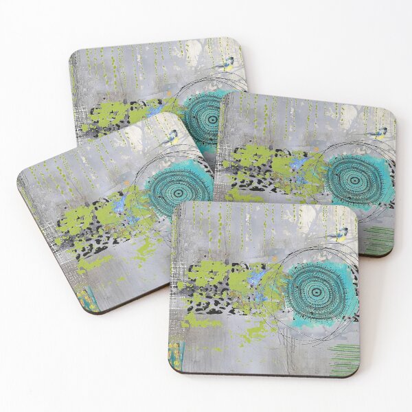 Item preview, Teal Lime Green Black and Grey Abstract Art Collage designed and sold by Sheree Burlington.