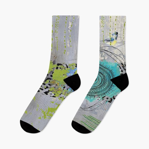 Item preview, Teal Lime Green Black and Grey Abstract Art Collage designed and sold by Sheree Burlington.