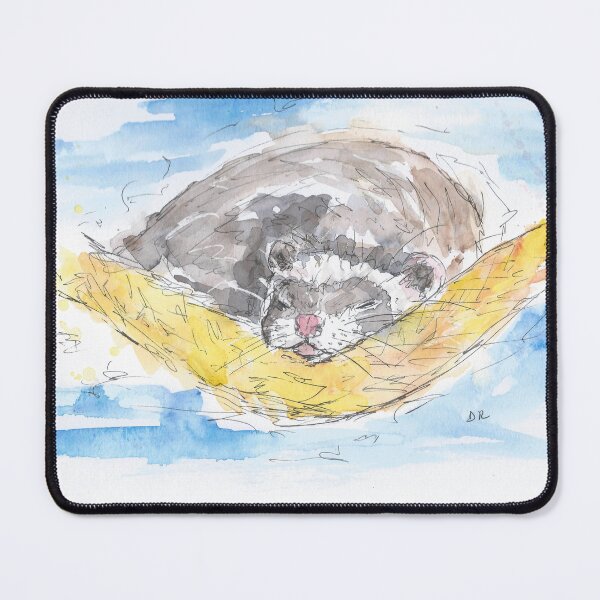 Item preview, Sleepy ferret watercolour and pen drawing designed and sold by DebTheZeb.