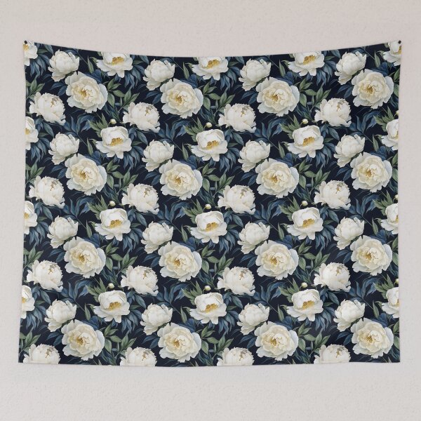 Item preview, White peony flower seamless pattern designed and sold by varinchai.