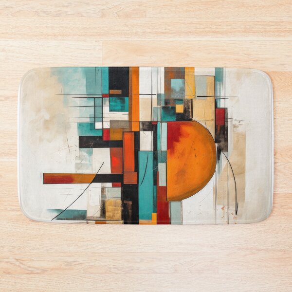 Item preview, Dynamic Abstract Cityscape in Turquoise and Orange designed and sold by StirCrazyDesign.