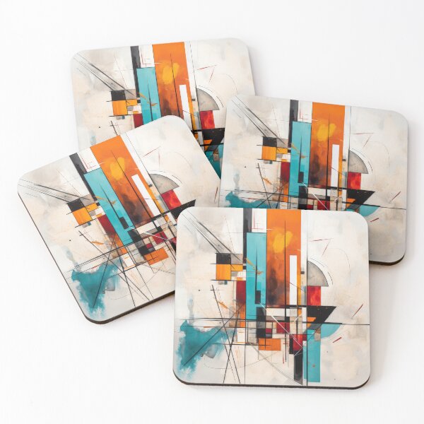 Item preview, Dynamic Abstract Cityscape in Turquoise, Orange & Blue designed and sold by StirCrazyDesign.