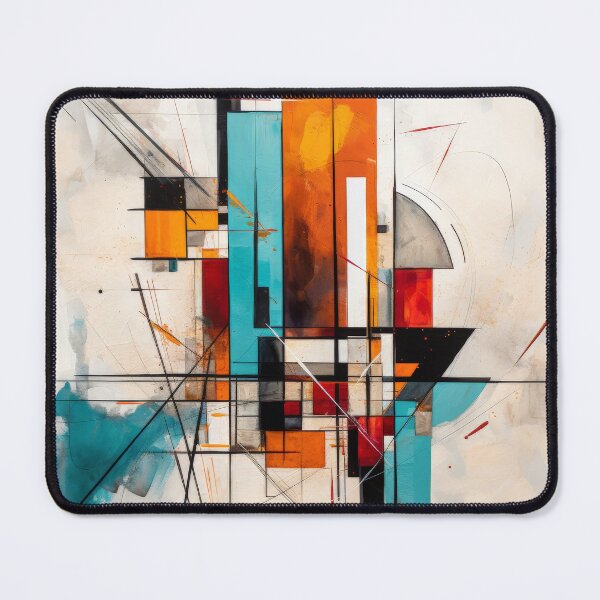 Item preview, Dynamic Abstract Cityscape in Turquoise, Orange & Blue designed and sold by StirCrazyDesign.