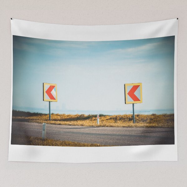 Item preview, Turn left sign on a country road designed and sold by dvoevnore.