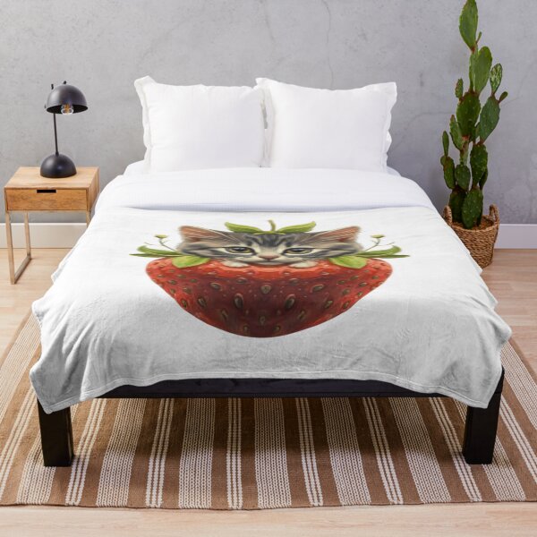 Aperçu de l'œuvre Chat mignon aux fraises créée et vendue par PulseGraph.