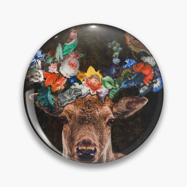 Item preview, this deer is in the middel of beautiful vintage flowers designed and sold by Heuvelphoto.