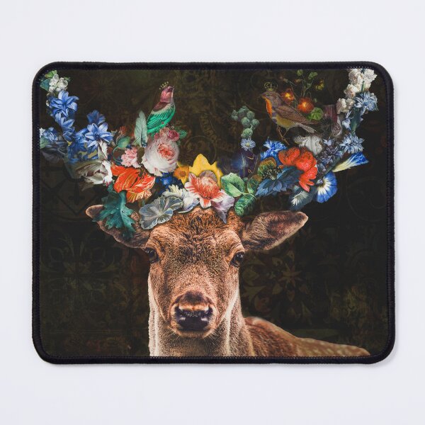 Item preview, this deer is in the middel of beautiful vintage flowers designed and sold by Heuvelphoto.