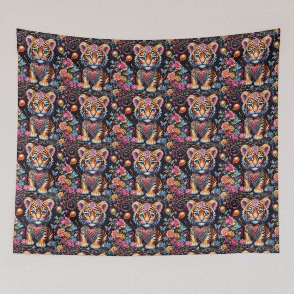 Item preview, Cute Tiger  Loves Beautiful Flowers  designed and sold by BotunPeony.