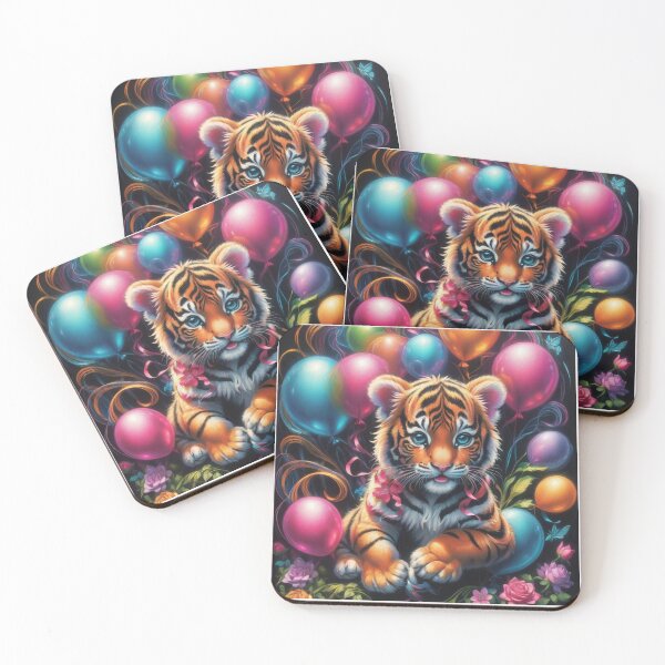 Item preview, Cute Tiger  Loves Beautiful Balloons  designed and sold by BotunPeony.