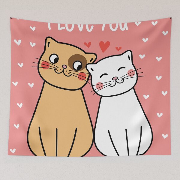 Artikelvorschau, Valentinstagillustration mit verliebten Katzen Ich liebe dich entworfen und verkauft von Denisse diseno.
