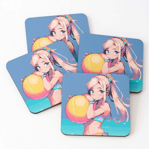 Artikelvorschau, Süßes Anime-Strandblondmädchen aus den 80ern – Pixelkunst entworfen und verkauft von octoboobs.