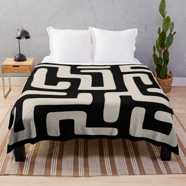 Item preview, Mid Century Modern Abstract Black and Linen White designed and sold by tonymagnerart.