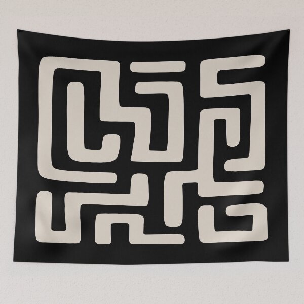 Item preview, Mid Century Modern Abstract Black and Linen White designed and sold by tonymagnerart.