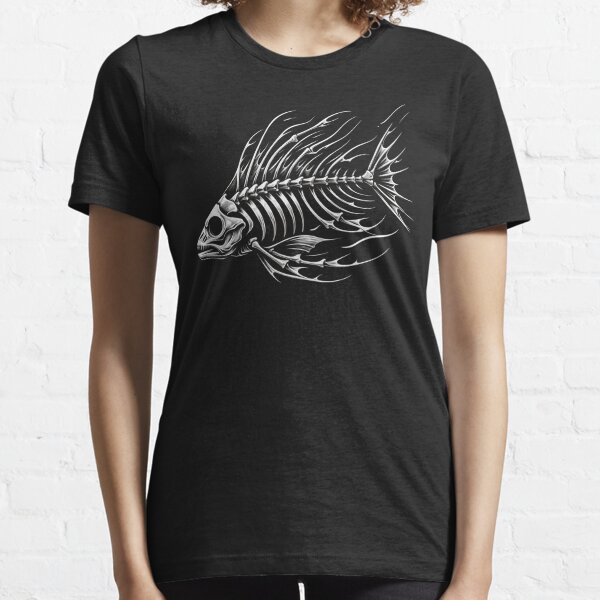 Skeleton Fish T-shirt Unusual Fishing Skull T Shirt Tee Kids