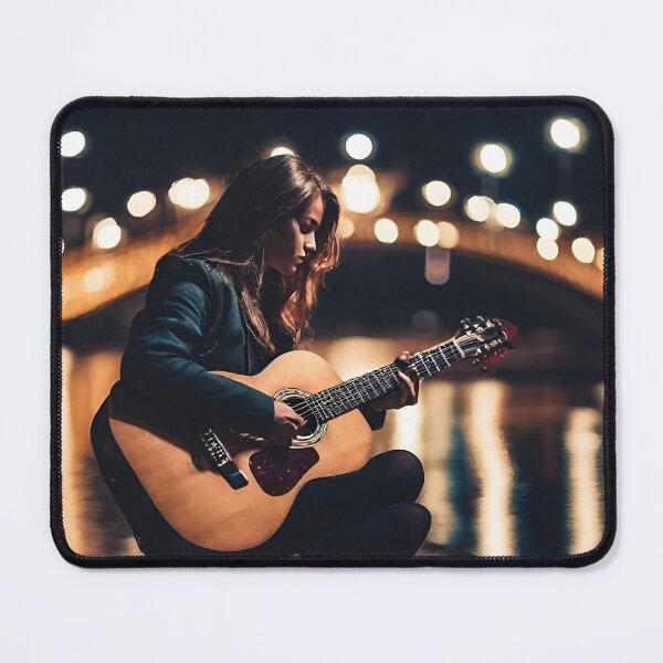 Item preview, Beautiful guitarist on the bridge at night designed and sold by LTI-Stickers.