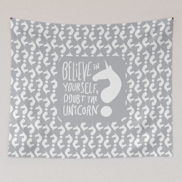 Item preview, Believe in yourself, doubt the unicorn (white/gray) designed and sold by D-Vogt-Grafik.