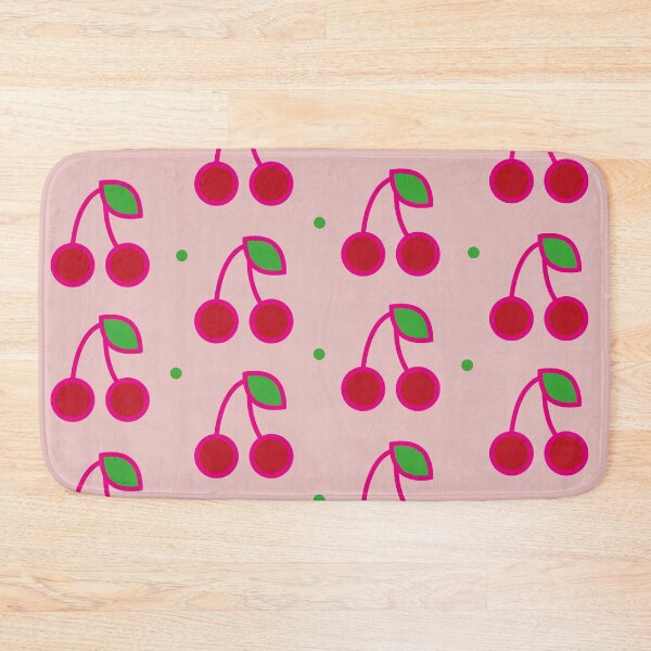 Item preview, Pattern with cherry fruits with green leaves pink background vector illustration. designed and sold by Denisse diseno.