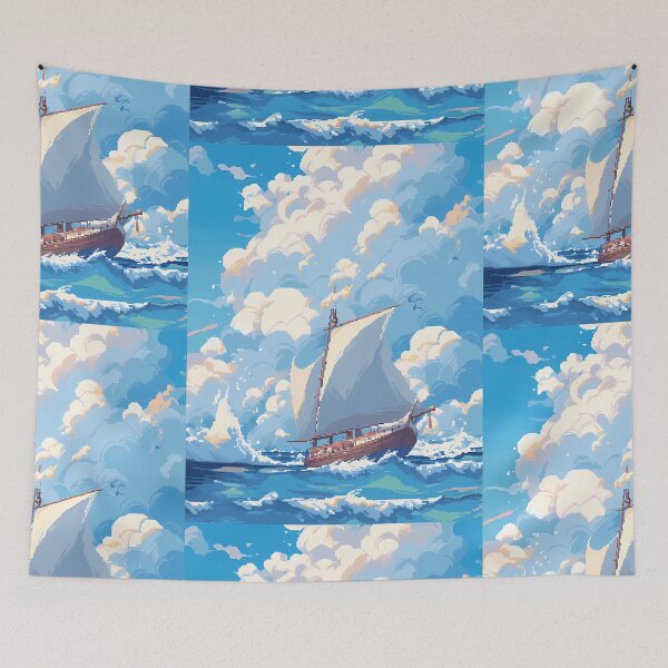 Item preview, Sailing Ship, relaxing vibes- Pixel art designed and sold by octoboobs.