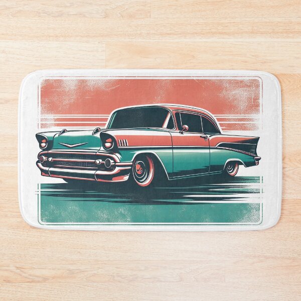 Artikelvorschau, Chrom-Nostalgie: 55 Chevy Belair Silhouette in Vintage-Farbtönen entworfen und verkauft von siljeberg.