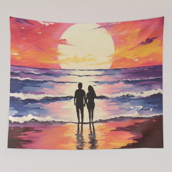 Item preview, Romantic Sunset Beach Couple Silhouette Artistic designed and sold by ElLocoMus.