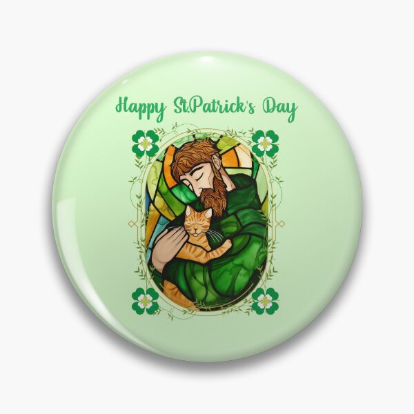 Item preview, St. Patrick's Day Purr-fection: St. Patrick with His Lucky Cat (Green Text) designed and sold by Frezcola.