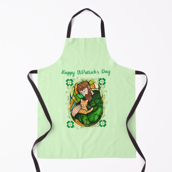 Item preview, St. Patrick's Day Purr-fection: St. Patrick with His Lucky Cat (Green Text) designed and sold by Frezcola.