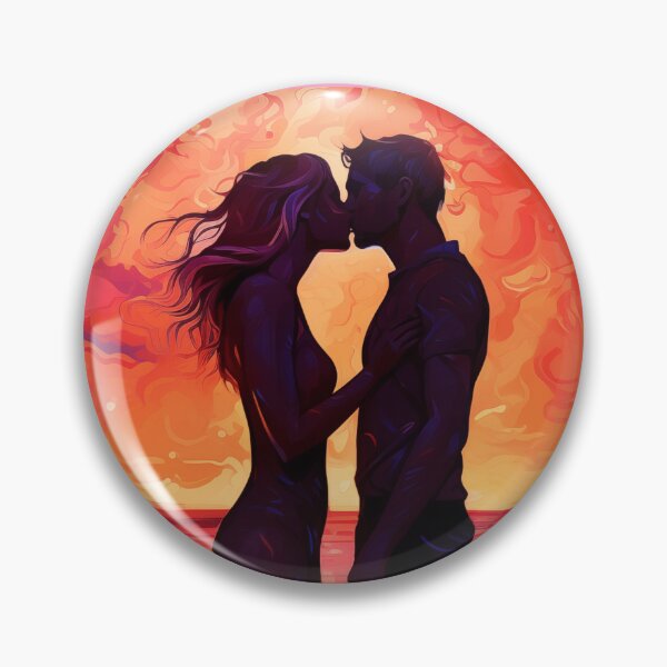 Item preview, Passionate Embrace - Lovers' Silhouette Against Fiery Sunset  designed and sold by ElLocoMus.