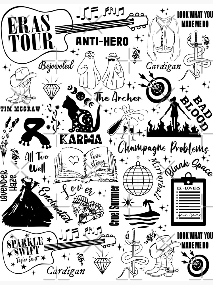 Taylor Swift Eras Tour Pattern Doodle Poster For Sale By Azgallery