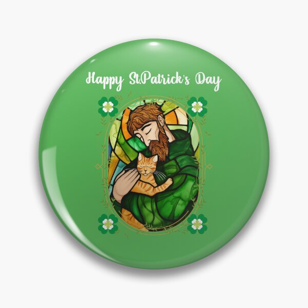 Item preview, St. Patrick's Day Purr-fection: St. Patrick with His Lucky Cat (White Text) designed and sold by Frezcola.