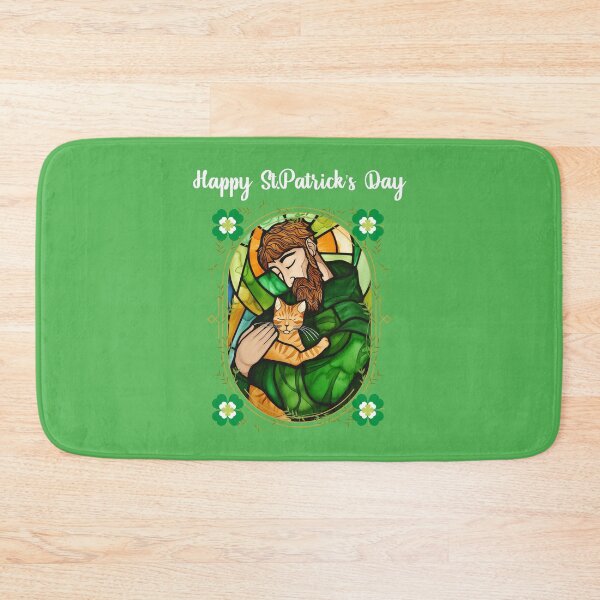 Item preview, St. Patrick's Day Purr-fection: St. Patrick with His Lucky Cat (White Text) designed and sold by Frezcola.