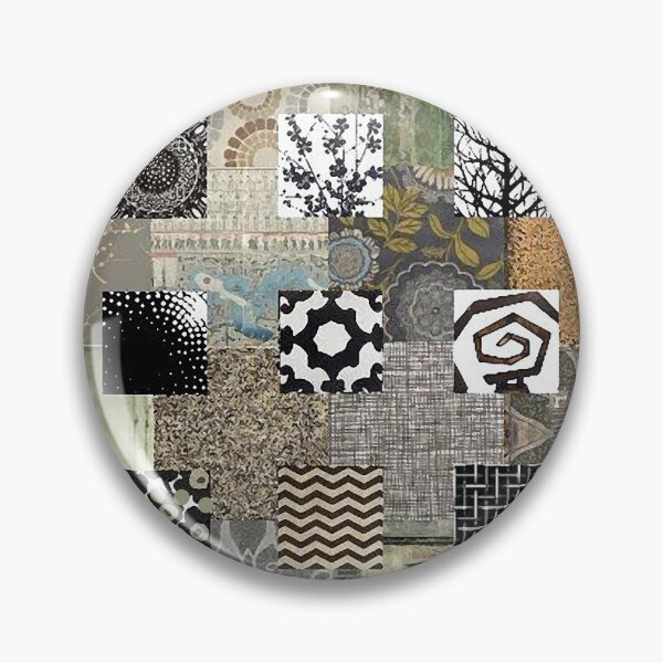 Artikelvorschau, Abstrakte Collage mit Mustergitter in Rostgrau, Schwarz und Weiß entworfen und verkauft von Sheree Burlington.