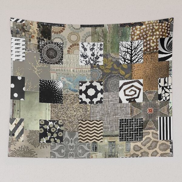 Item preview, Pattern Grid Abstract Collage in Rust Grey Black and White designed and sold by Sheree Burlington.