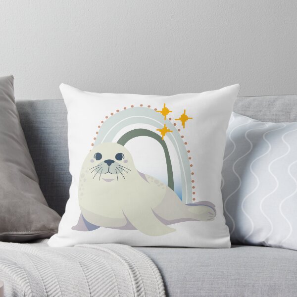 Item preview, A fluffy sea otter curls up by the ocean, beneath a vibrant rainbow. designed and sold by Myartgood.