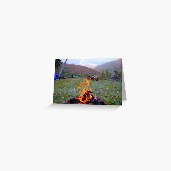 Campfire and Rainbow in Yellowstone Greeting Card