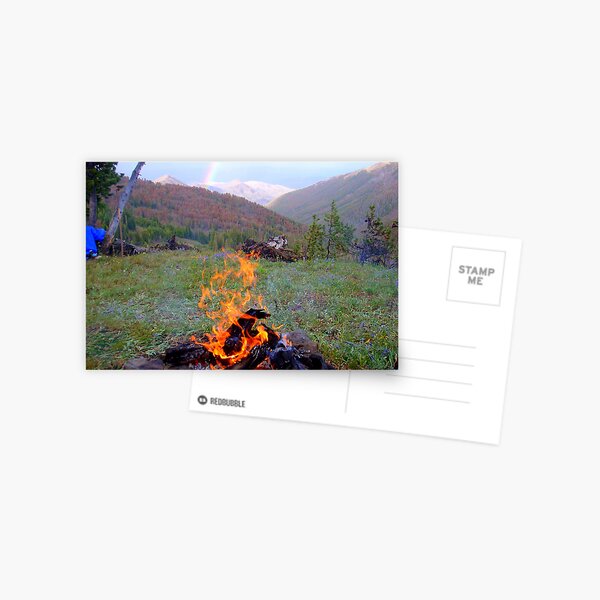 Campfire and Rainbow in Yellowstone Postcard