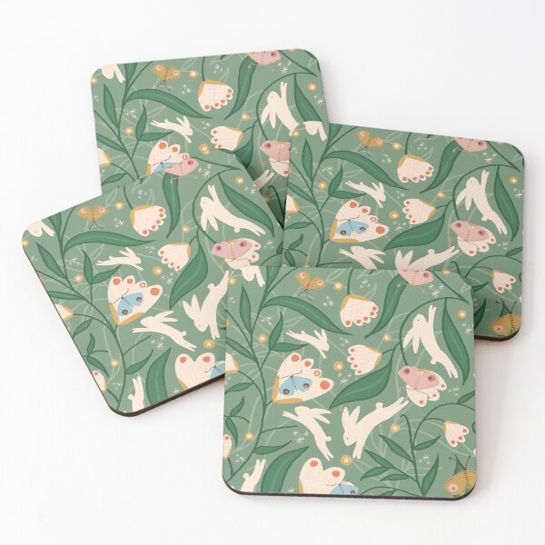 Item preview, Bunny with floral and butterflies green  designed and sold by susycosta.