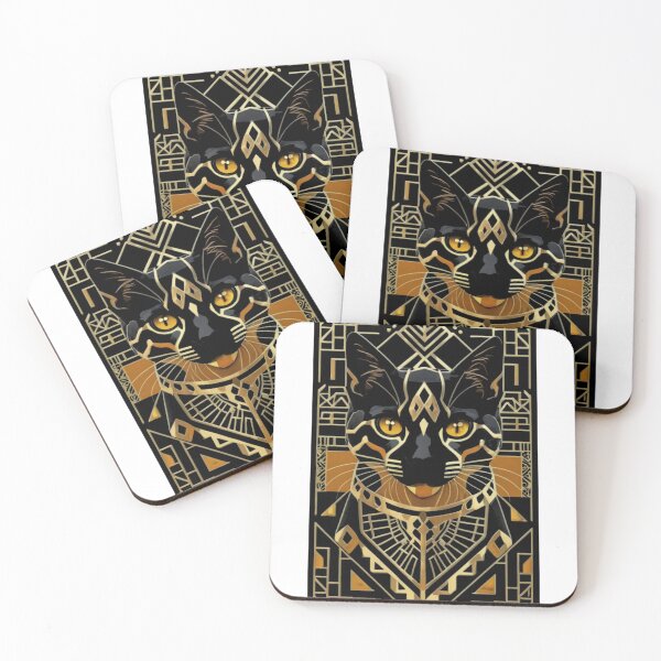 Item preview, Black & Gold Geometric Cat designed and sold by JediKittenWars.