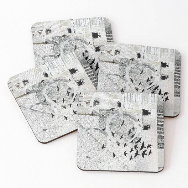 Item preview, Bird Migration Abstract Art Collage in Grey, Black and White designed and sold by Sheree Burlington.