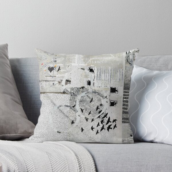 Item preview, Bird Migration Abstract Art Collage in Grey, Black and White designed and sold by Sheree Burlington.