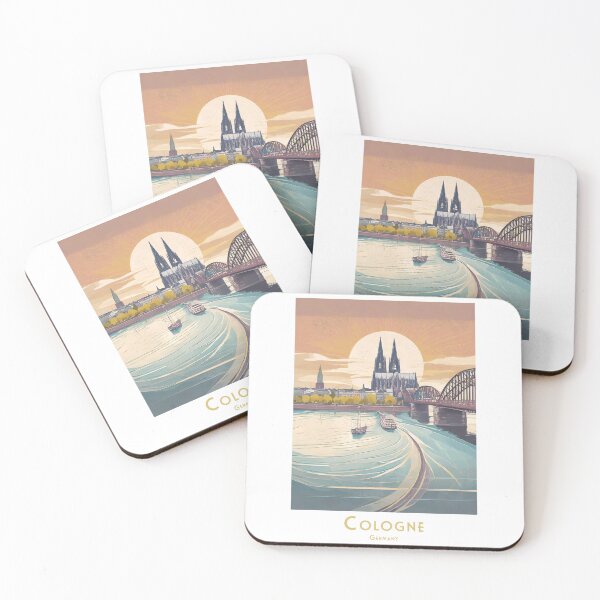 Item preview, Minimal Retro Vintage Cologne Travel Poster - Romantic Sunset Panorama designed and sold by pod24.