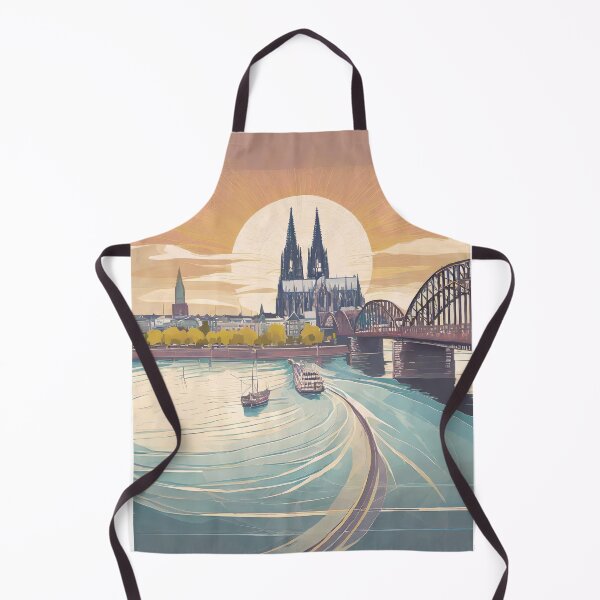 Item preview, Minimal Retro Vintage Cologne Travel Poster - Romantic Sunset Panorama designed and sold by pod24.