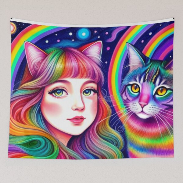 Item preview, Rainbow Girl With Rainbow Cat designed and sold by TheDarkWardrobe.