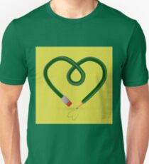 A green heart-shaped pencil. Valentine's day. Vector illustration Unisex T-Shirt