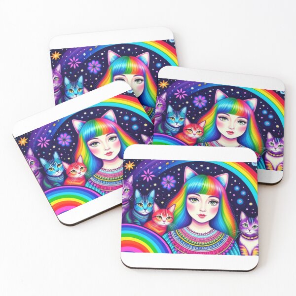 Item preview, Colorful Cats Flowers and Rainbows designed and sold by TheDarkWardrobe.