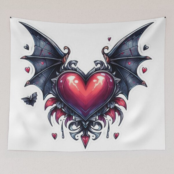 Item preview, Gothic valentines day heart with bat wings goth Sticker designed and sold by Expressions-Sel.
