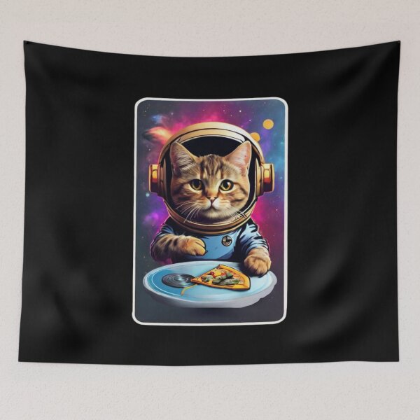 Item preview, Space Cat Pizza DJ t-shirt designed and sold by THISisIT-eshop.