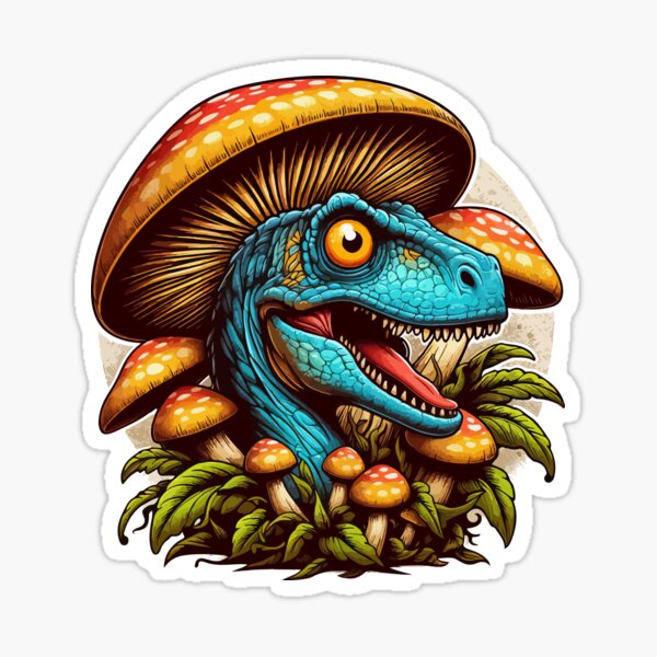 Artikel-Vorschau von Verrückter Velociraptor-Pilzhut-Dinosauriergarten, designt und verkauft von TomFrontierArt.