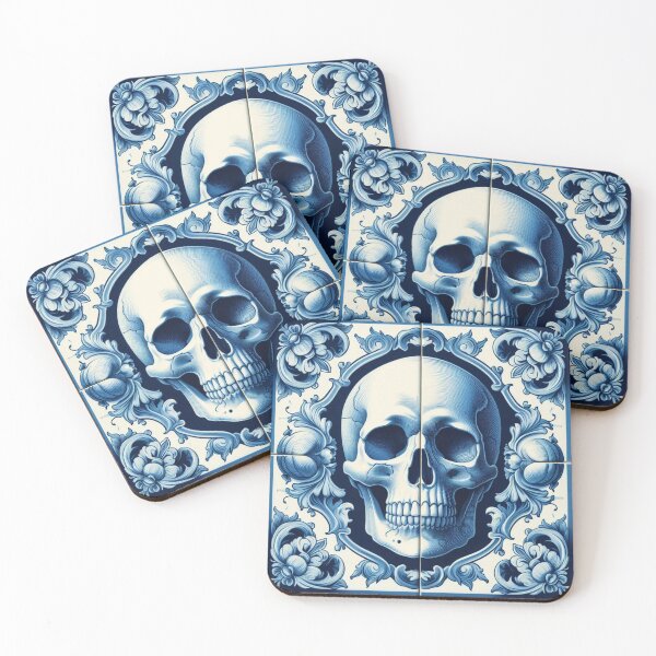 Item preview, Delft Tile With Skull No.3 designed and sold by ArtNook777.